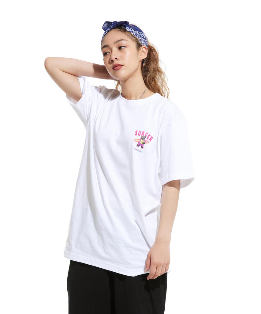 CREAM SODA LAB Lab Gray Surfer Small Logo Short Sleeve T-Shirt White Pink