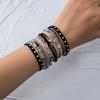 10-teiliges Gothic Punk Mehrschichtiges Armband-Set Schwarzer Samt Silberne Metallkette Stapelbare Handgelenkschmuckstücke für Party Streetwear Geschenk