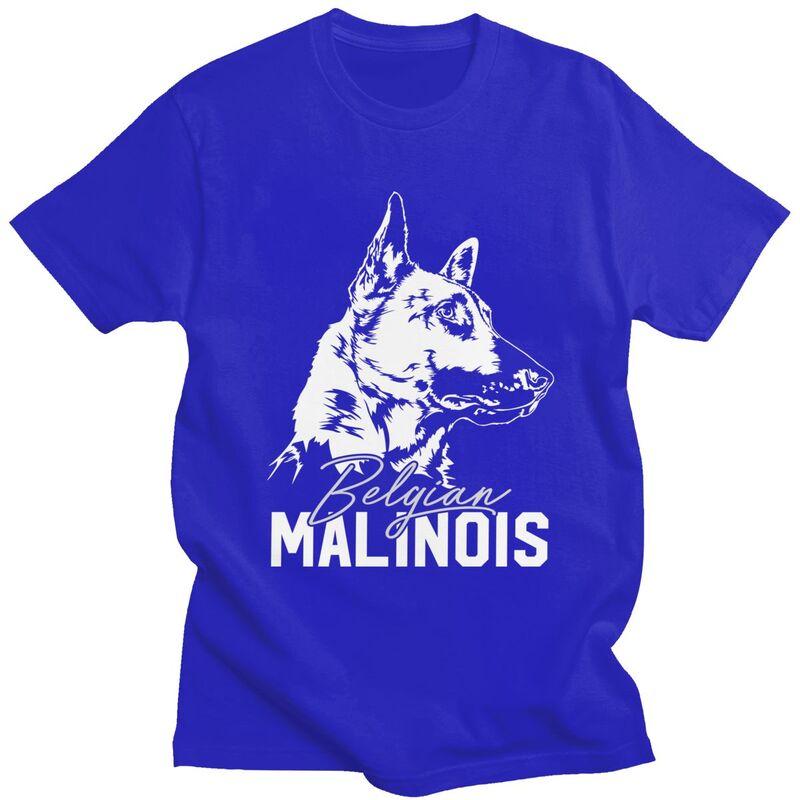 Custom Male Belgian Malinois Dog T Shirts Short Sleeves Cotton Tshirt Casual Mechelaar Shepherd Dog Tee Slim Fit Clothes