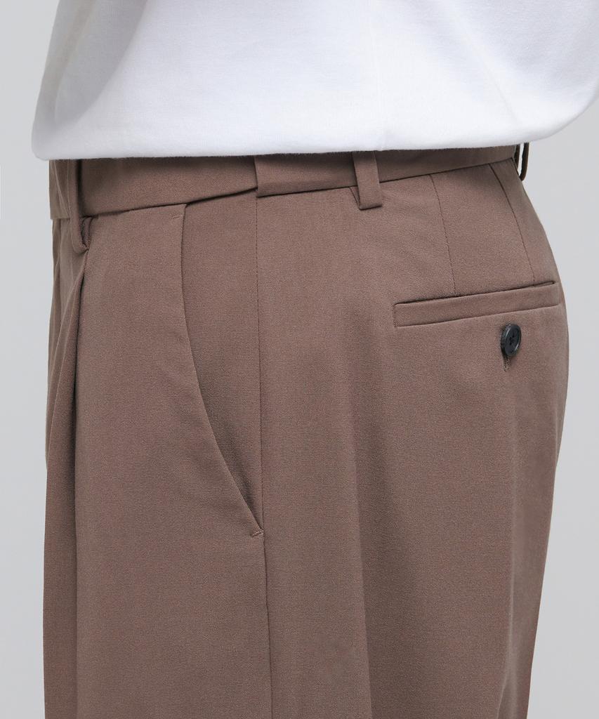 Musinsa Standard Lightweight Wide Hidden Banding Slacks [Light Brown]