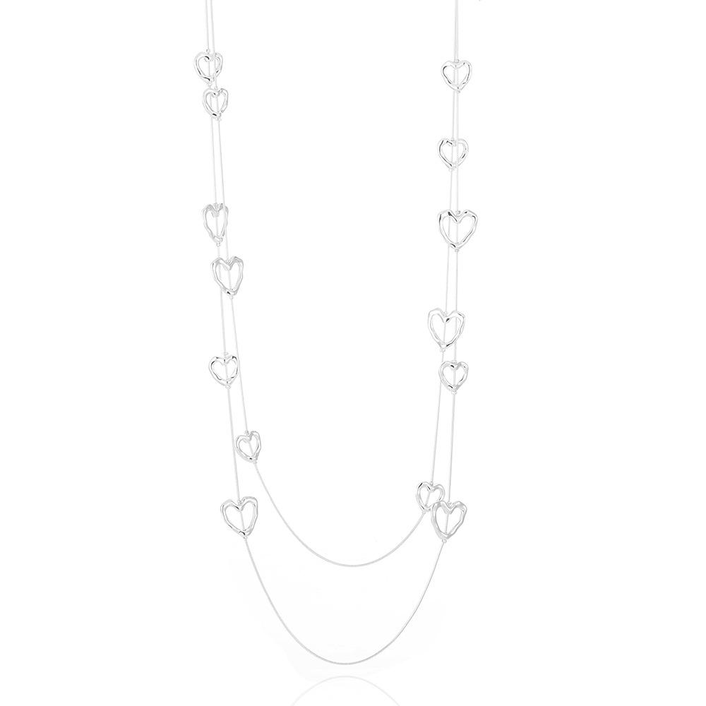 Necklace Simple And Popular Peach Heart Exquisite Long Necklace Double-Layer Sweater Chain