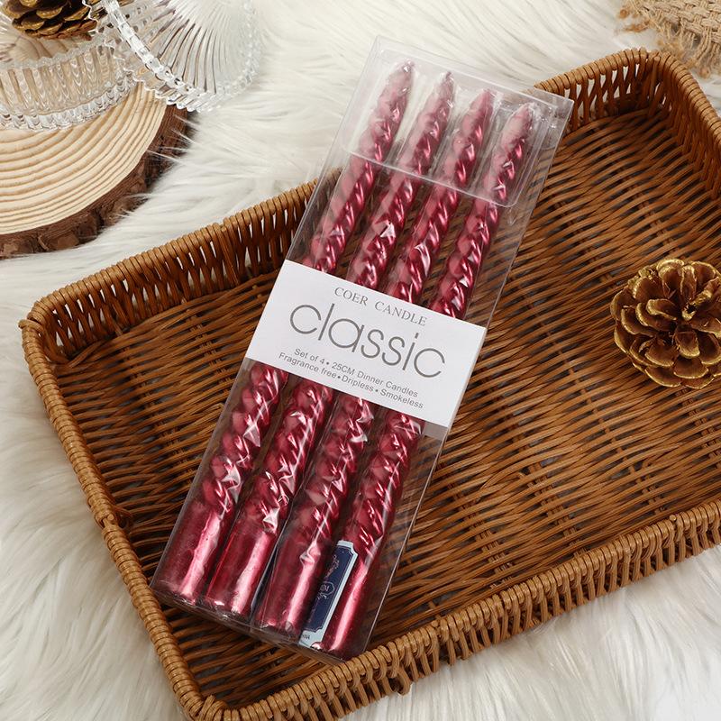 European Style Long Pole Colorful Thread Candle Romantic Candlelight Dinner Decoration Wedding Candlestick Candle