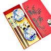 Traditional Blue & White Porcelain Tea Bowl and Chopsticks Gift Set - Classic Jingdezhen Style Souvenirs