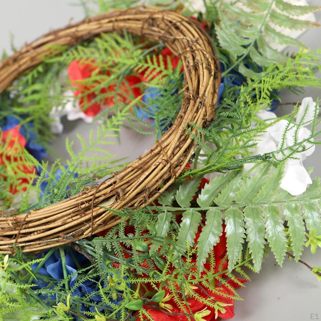 17.7Inch Memorial Wreath Independence Day Red Flowers for Patriotic Decorations Spring Wreaths