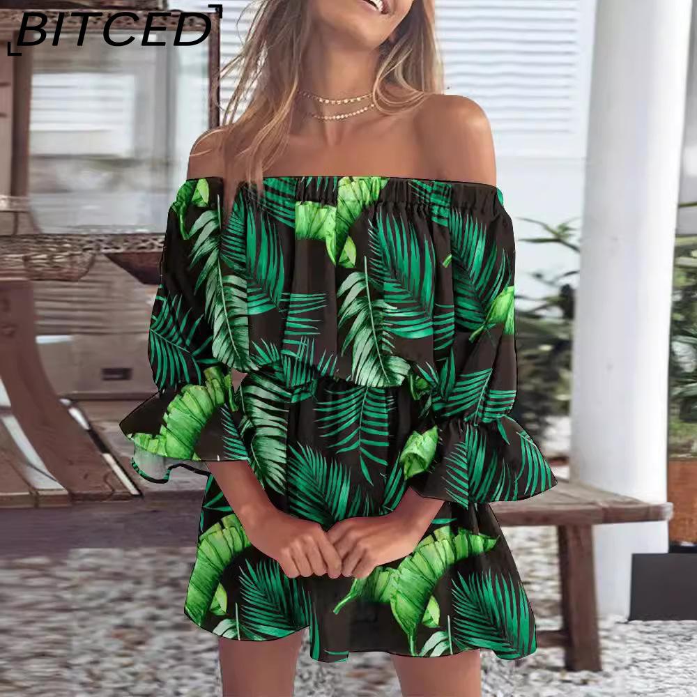 BITCED Spring/Summer Women's Sexy Fashion Off-the-Shoulder Printed Dress
