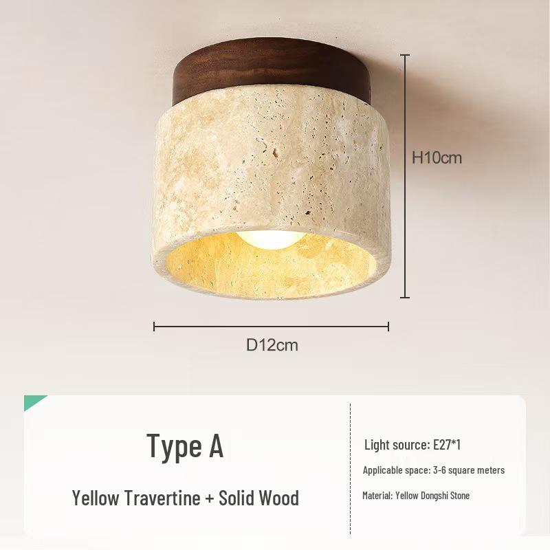 Nordic Wabi-Sabi Yellow Stone Ceiling Light for Hallways & Living Rooms