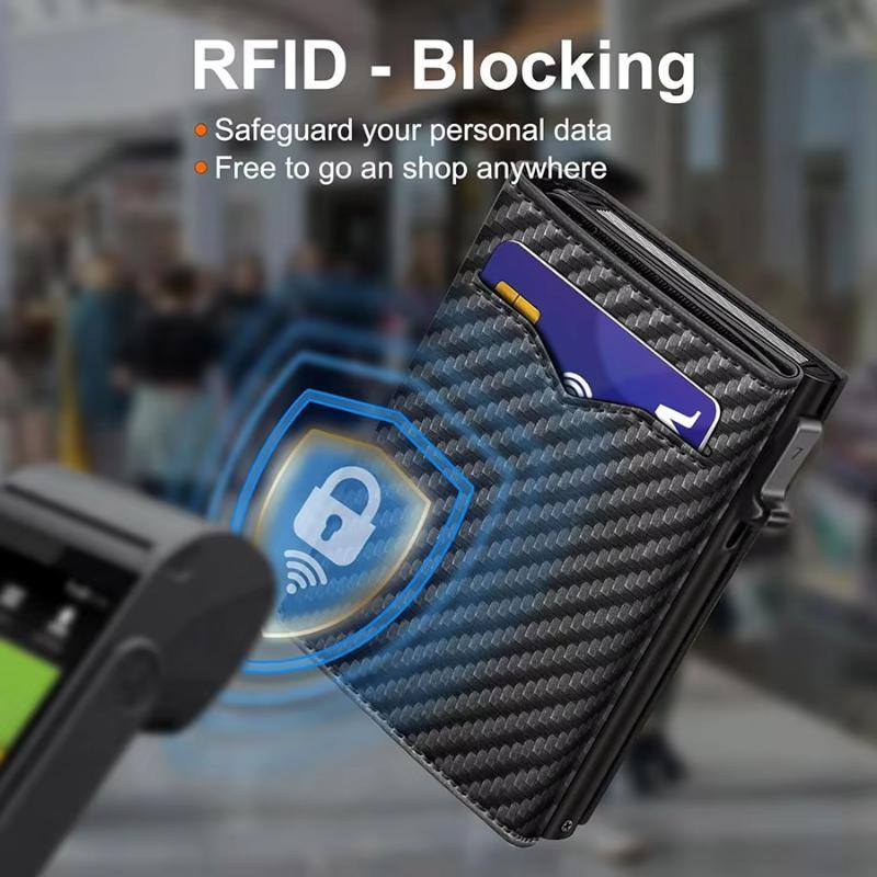 Up Wallet For Men Blocking Credit Card Holder With Clear Id Window Cash Pocket Slim Business Purse Gift