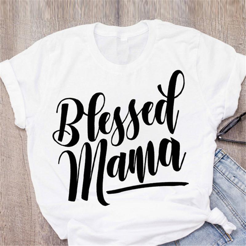 Neue Mama Buchstaben Shirts Bedrucktes Sommer Damen T-Shirt Lässig Kurzarm Tees Geometrische Figur Ulzzang Harajuku Damen Oberteile Shirt