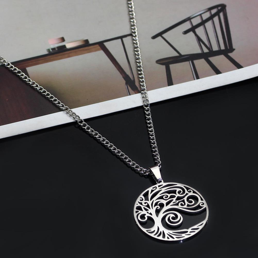 New Nordic Style Round Hollow Tree of Life Necklace Fashion Accessories for Men and Women