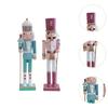 38CM Christmas Nutcracker Ornament Macaron Painted Wooden Nutcracker Decoration Vintage Handicraft Merry Christmas Decoration