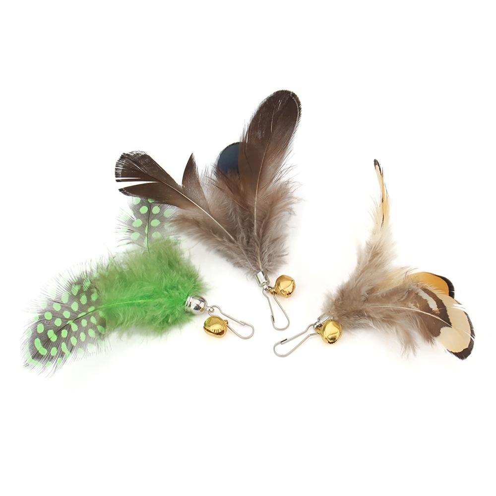 6pcs Accessories Cat Teaser Stick Feather Replacement Head Set For Kitten Cat Pet Toy