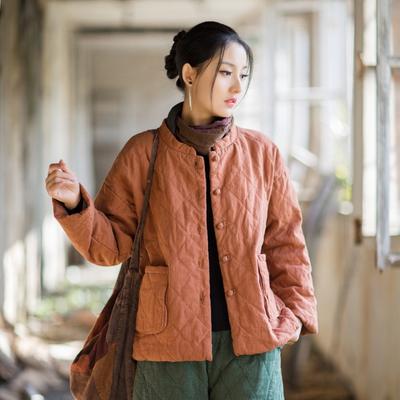 Women Vintage Winter Warm Stand Long Sleeve Coats Solid Color Chinese Style Pockets Coats