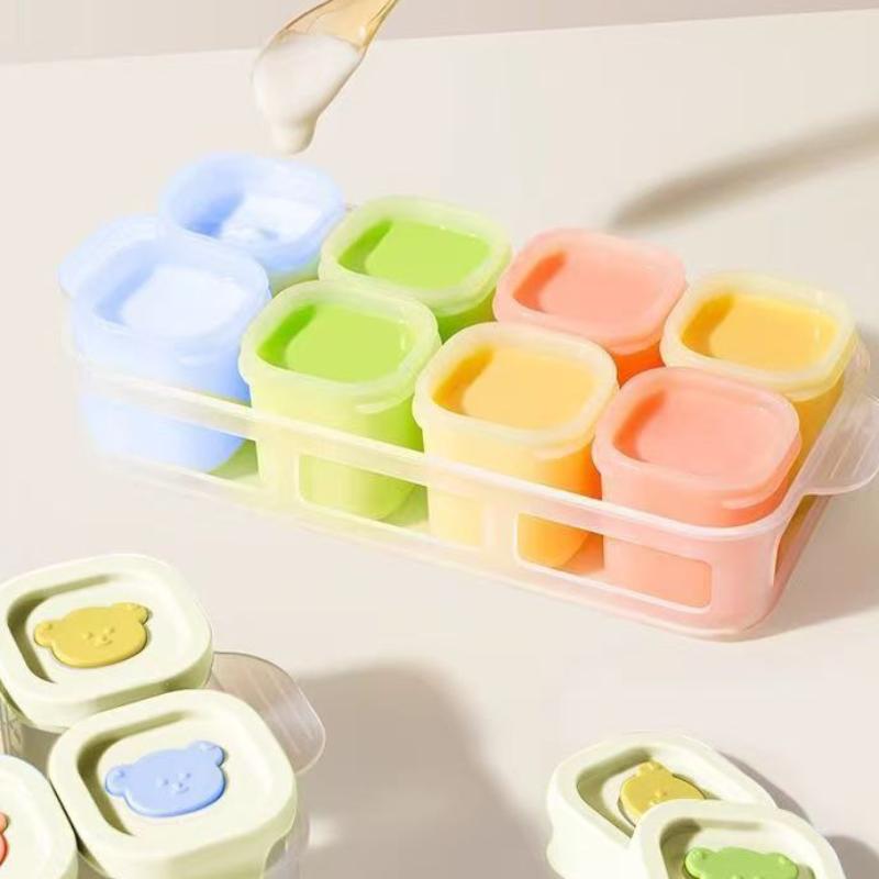 2/4/8 Stück Baby-Kleinkind-Ernährungsbox Gedämpfter Kuchenform Eiswürfelform Baby-Kleinkind-Ernährung Mini-Box mit Deckel