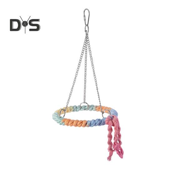 Parrot Bird Toy Cotton Rope Circle Toy Parrot Chew Bite Perch Bird Stand Climb Hanging Toy Swing Rope Ring Bird Cage Accessory