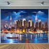 New York City skyline night view background - Wedding and birthday multi-functional polyester background - birthday decoration