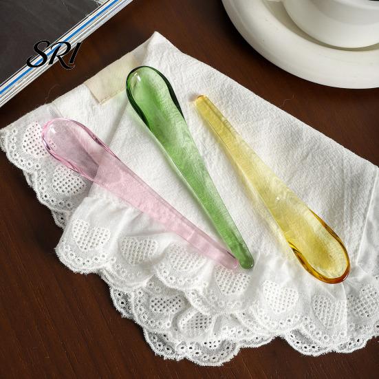 Durable Glass Spoon Handmade Colored for Coffee Milk Ergonomic Handle Stirring Bar Versatile Cooking Heat-Resistant Dishwasher Safe Artistic