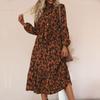 Women's Dress Allover Print Button Front Belted Dress Dress