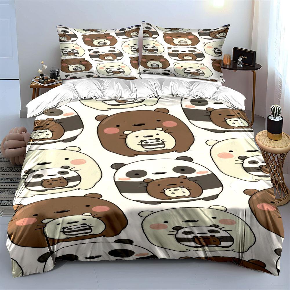 Bear and panda faces. Bedding sets Duvet cover sets Duvet covers Pillowcases(1 * Duvet Cover 2 * Pillowcases without duvet insert)