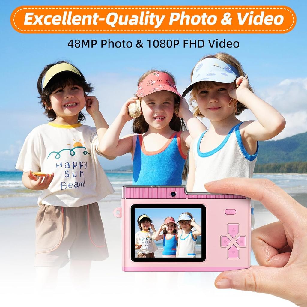 Digital Camera, 1080P FHD Video Camera for Photography, 48MP Point and Shoot Digital Cameras with 32GB Card, Compact Digital Camera with Front and