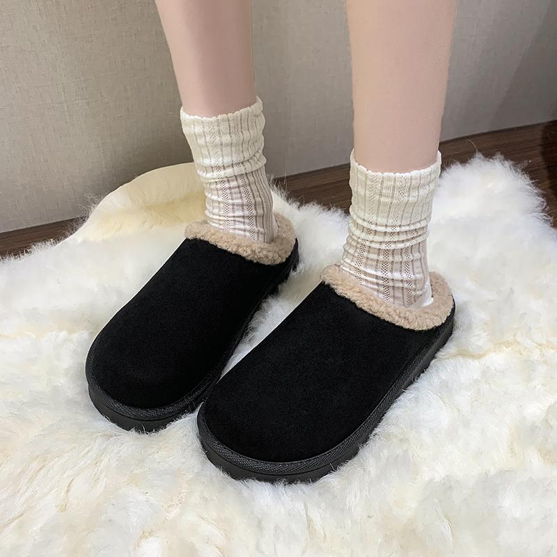 Mode 2025 Neue Winter-Schneestiefel Samt und Verdickte Warme Baumwollschuhe Draußen Tragen Rutschfest Verschleißfest Umwickelter Kopf Halbschlepp