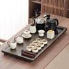 Jiakangming Ru Kiln Ceramic Tea Set with Auto-Heating Kettle & Wooden Tray