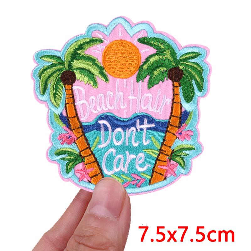 HOT MAM SUMMER Patch Outdoor Scenery Embroidered Patches For Clothes Iron On Patches For Clothing Backpack Embroidery Badges DIY