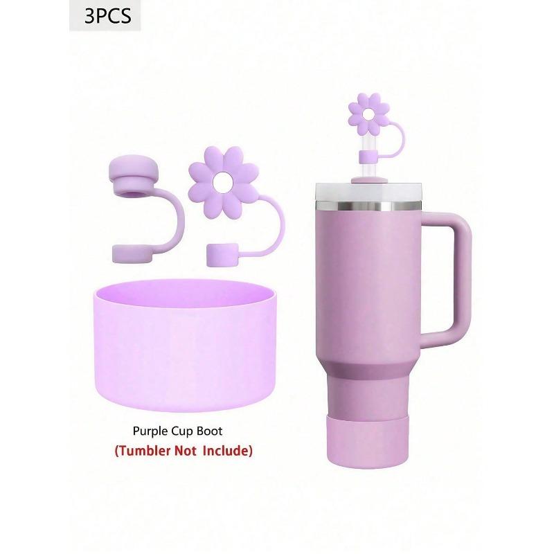 

Silicone Mushroom Head Straw Cap Chrysanthemum Three-piece Set Flower 10mm Straw Dust Cover Cup Sleeve Purple 3pcs разноцветный