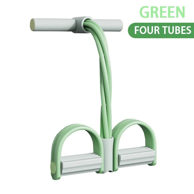 Pedal Puller Slim Waist Pulling Rope Sports Resistance Rope Fitness and Fitness Pedal Resistance Belt 4 tubes grey-Green