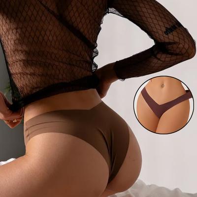 Damen-Strand-Bikini mit tiefem V-Ausschnitt, hautfreundlich, nahtlos, ultraleicht, weich, sexy Dessous mit niedriger Taille