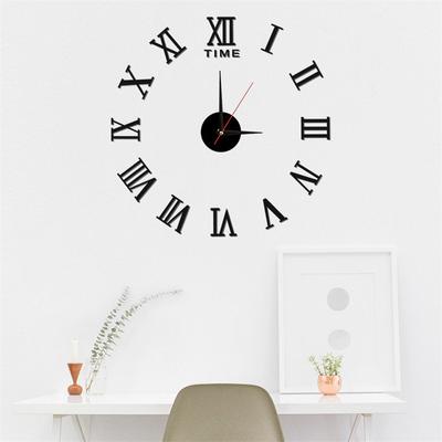 Grande horloge murale moderne 3D, autocollants, silencieuse, sans cadre, veilleuse, aiguilles, horloge à tic-tac, DIY bricolage