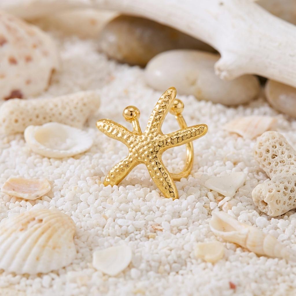 Bohemian Starfish Ear Cuff Wrap Earrings for Women Ocean Non Piercing Ear Bone Clip Summer Beach Party Jewelry Vacation Gift