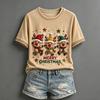 Women's Christmas Printed Round Neck Short Sleeve T-Shirt Casual Summer Holiday Top