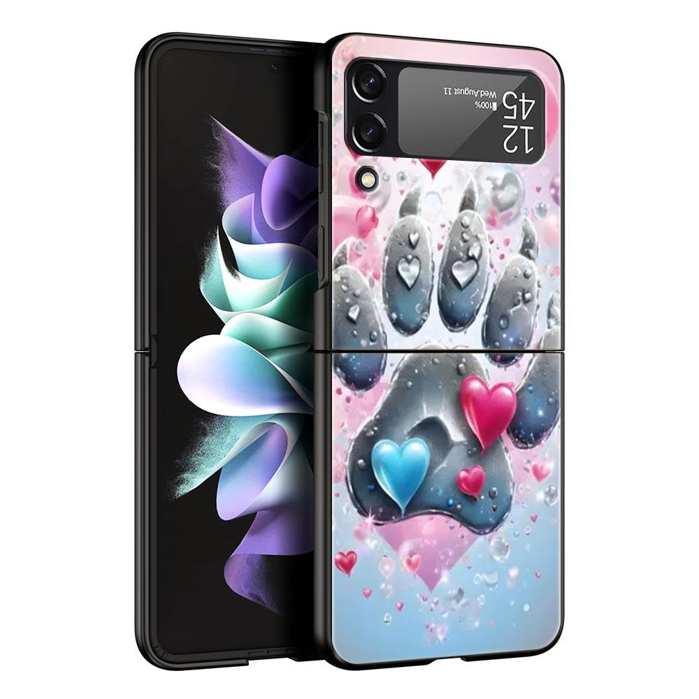 Og Paw Print Aesthetics Hard PC Phone Case For Samsung Galaxy Z Flip 7 6 5 4 Black Cover For Galaxy Z Flip 3 Foldable Fundas Bag
