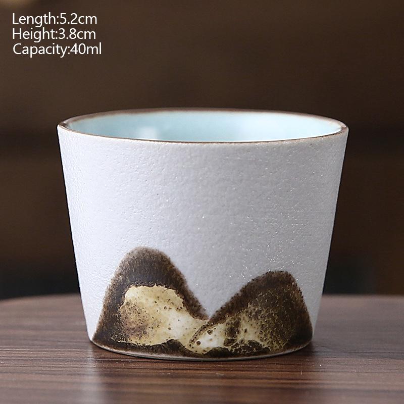 Ceramic Tea Cup Porcelain Painted Teacups Chinese Kungfu Cup Retro Coffee Mug Ceramic Glaze Painted Tea Cup Gift To Friends