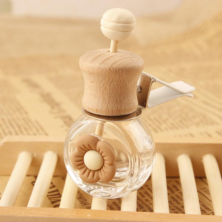 Cartoon Car Perfume Bottle Flat Circular Interior Decoration Empty Bottle Pendant Does For Essential Oils Diffuser Fragrance