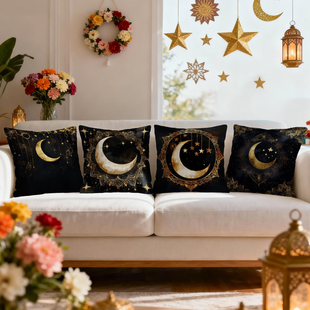 Stars Moon Ramadan Pillowcase Printed Polyester 40/45/50Cm Throw Pillowcover Decorative Sofa Cushion Pillowslip Home Decor
