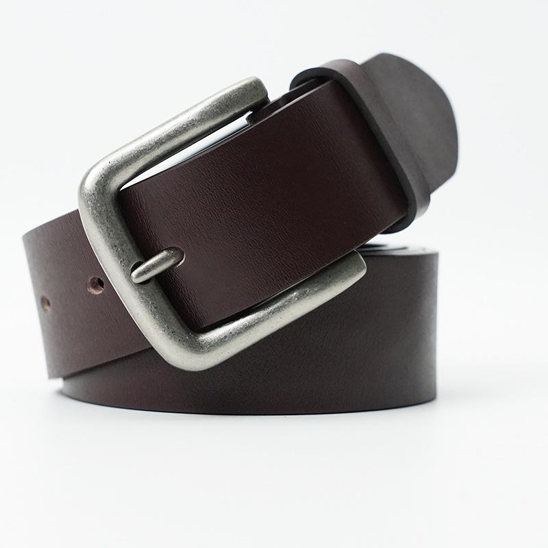3.8 Wide New Men's Genuine Leather Belt Casual Cowhide Leather Belt Pin Buckle Versatile Leather Belt