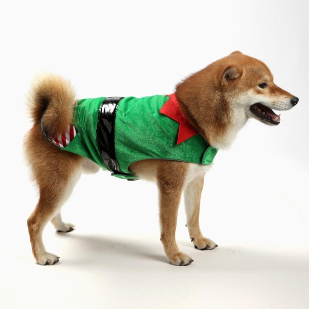 Green Elf Pet Cosplay Costumes Striped Winter Warm Christmas Dog Clothes Comfortable Lovely Puppy Vest Coat Chihuahua