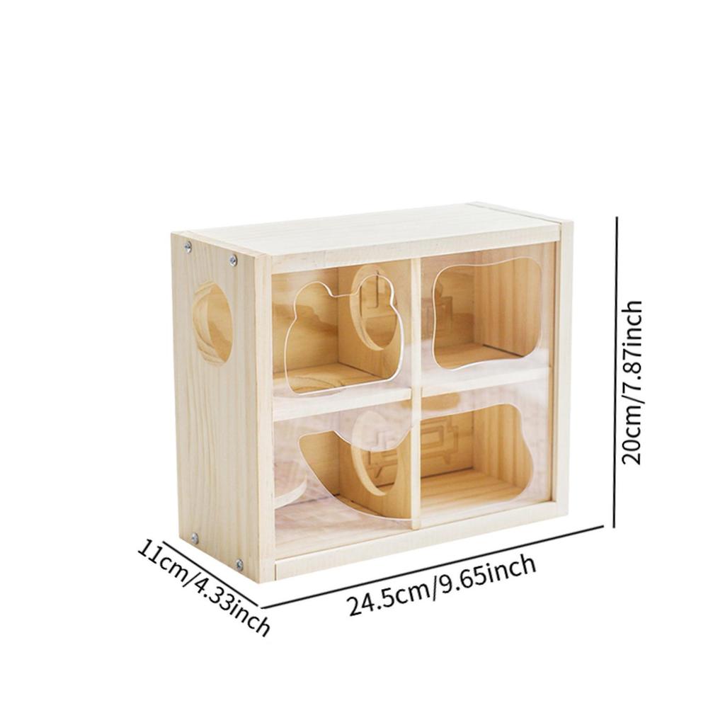 Double Decker Hamster Cabin Wood Shelter Funny Animal Hideaway Cage Supplies for Dwarf Mice Gerbils