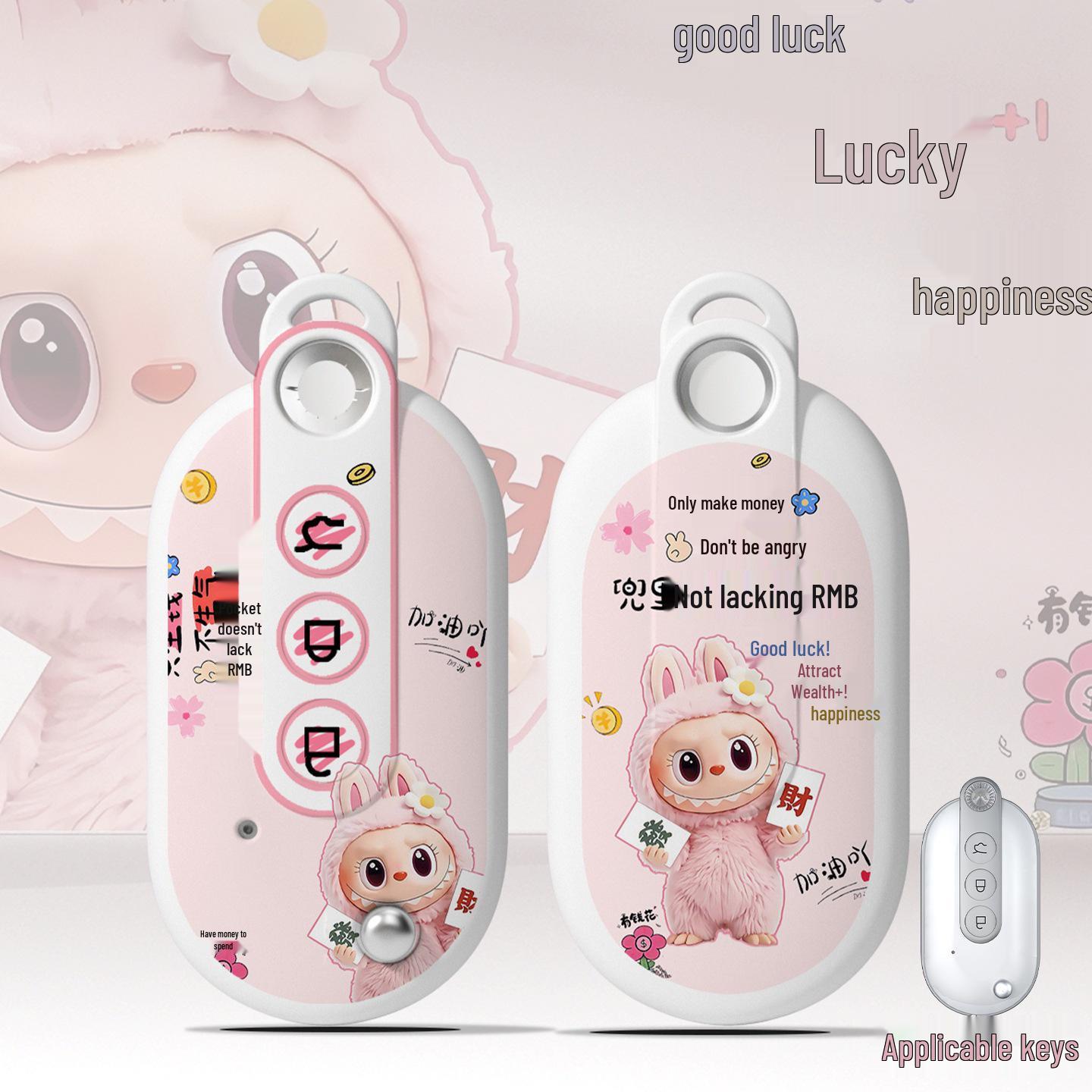 Wuling Hongguang MiniEV Key Cover: Cartoon Macaron S3 Case with GB Buckle