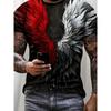 T-shirt da uomo alla moda con scollo rotondo, manica corta, stampa animale 3D a colori, manica corta con scollo rotondo