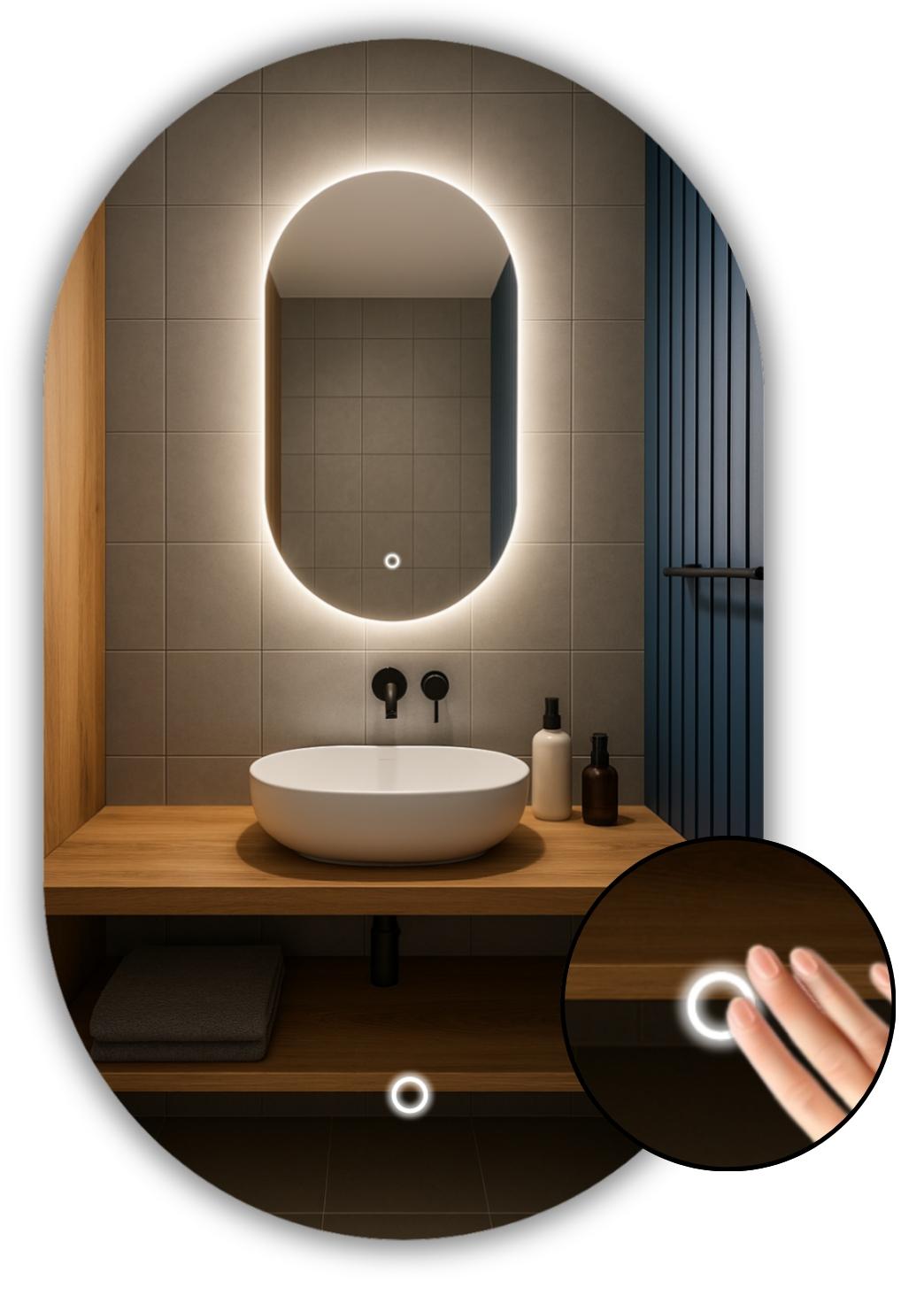 Oval Led Mirror 40x80 With Touch