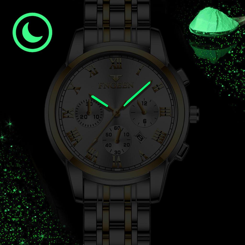 Roman Numerals Analog Simple Watch with Calendar, 3ATM Water Resistance, Stainless Steel Strap, Casual Business Style for Men and Women - Perfect