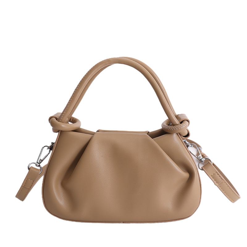 High End Trend Solid Color Pleated Design Messenger Bags Women Simple Temperament PU Leather Shoulder Bag Exquisite Handbags