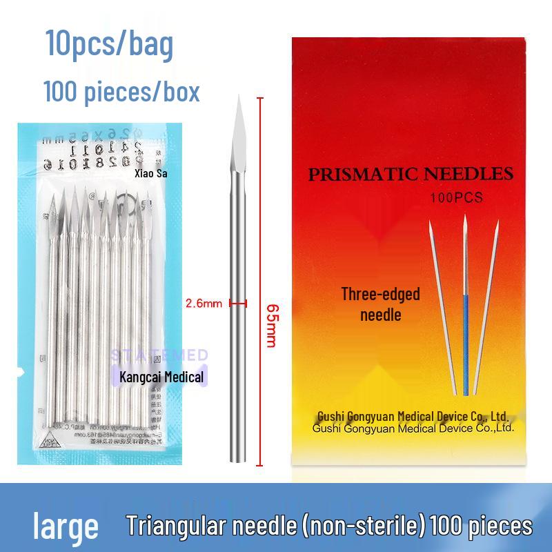 Quanhe Stainless Steel Tri-Edged Bloodletting Needles for TCM, Acupuncture, and Cupping - Small & Large Sizes