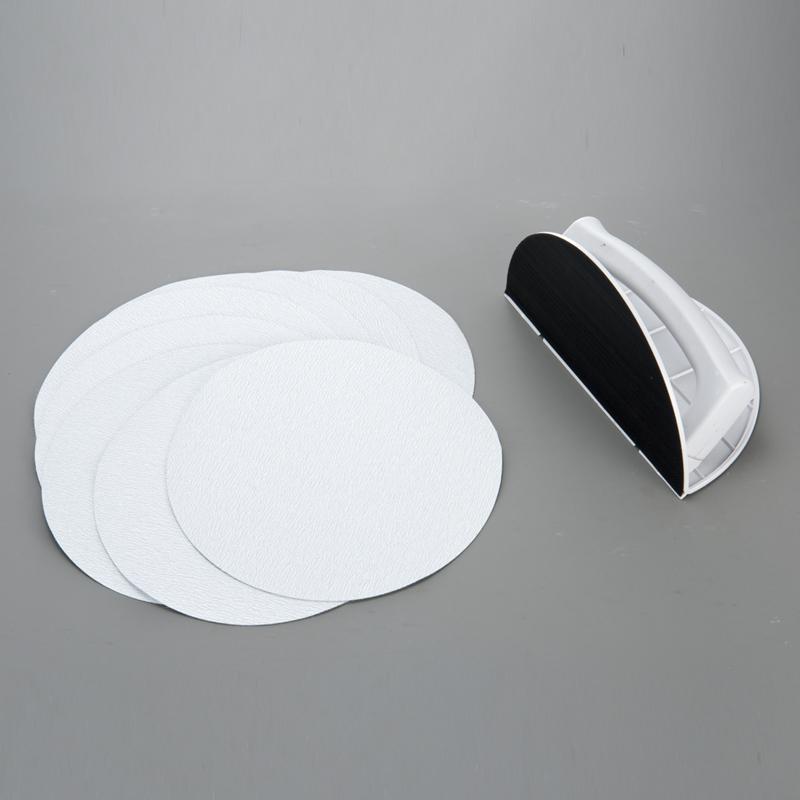 1 Satz Kunststoff Eckenschleifer Ergonomisches Handwerkzeug für Holzbearbeitung DIY-Projekte Selbstklebender Halbkreis Schleifpadhalter