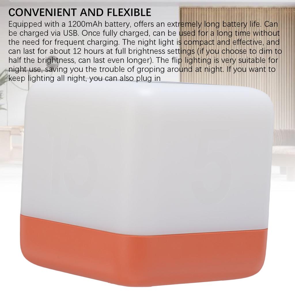 LED Night Light Kids Adults Bedside Light Cube Flip Timer USB Rechargeable Movable Lamp for Baby Nursery