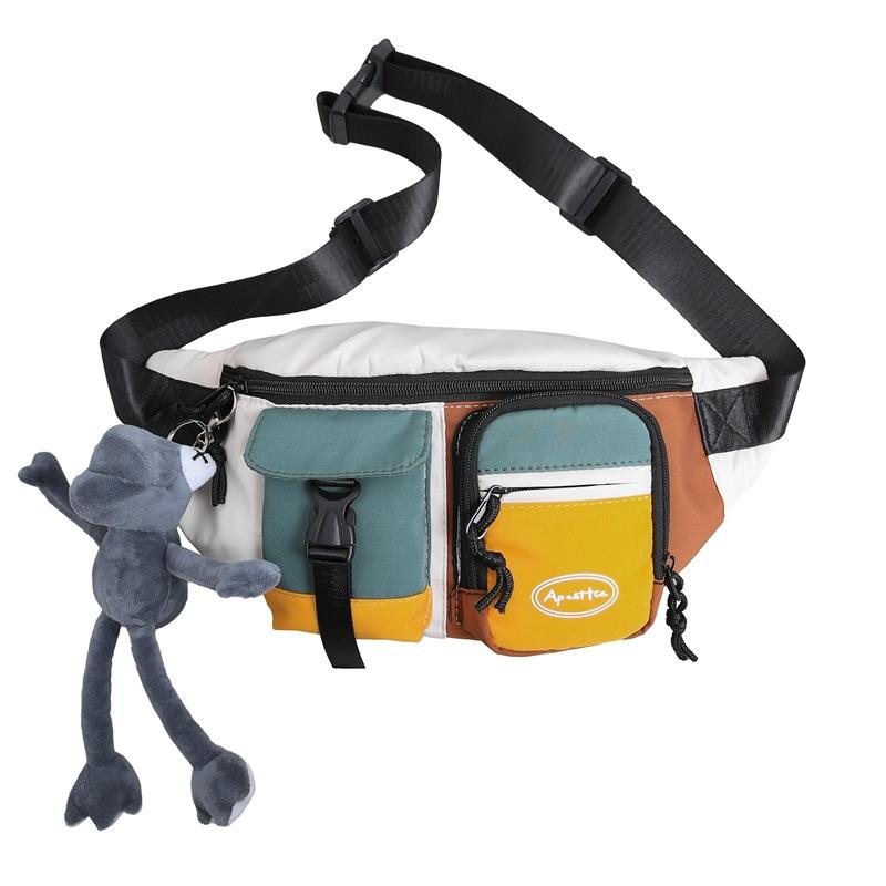 Мужская сумка на плечо с цветными блоками студенческая нагрудная сумка женская нейлоновая спортивная поясная сумка белый 1980₽