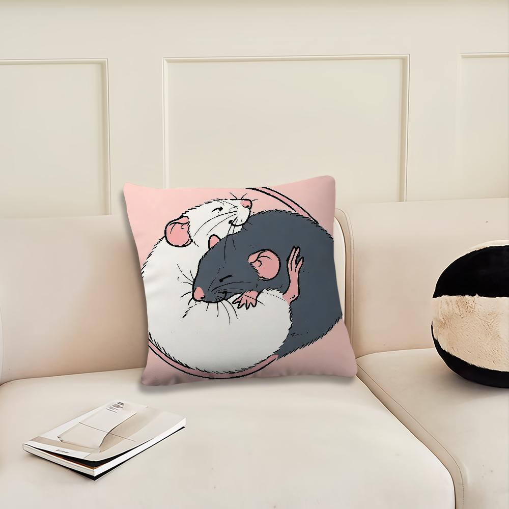 Süßer Cartoon-Ratten-Kissenbezug Kissenbezug Dekoration Zimmer Zuhause Sofa Wohnzimmer Büro Auto Nordische Schlichtheit