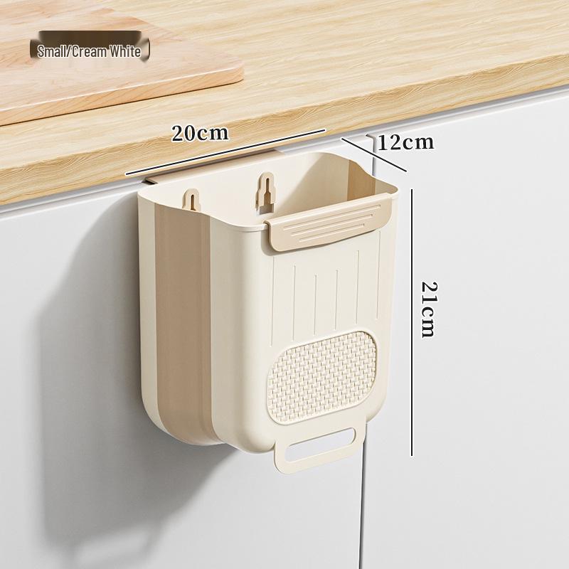Foldable Hanging Kitchen Trash Can for Food Waste and Bathroom Storage